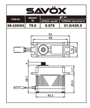 Savox SB2292SG - Monster Performance, Brushless Servo Black Edition